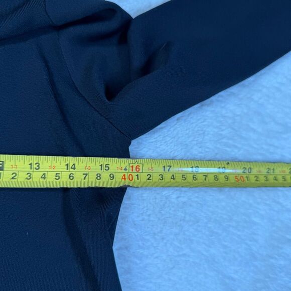 Theory Britona Solid Black V-Neck Long Sleeve Slit Cuff Tunic Sweater - Picture 6 of 7